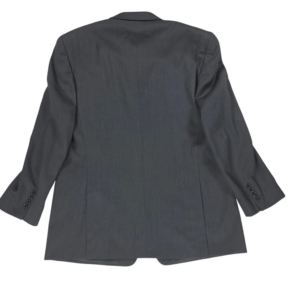 Joseph Abboud Mens 46L Blazer Jacket 100% Wool Grey Self‎ Stripe 3 Button